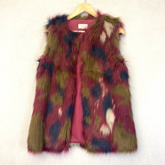 1.State Faux Fur Vest Multicolor Long Womens Small S Festival ASO Eliza Selfie - Picture 13 of 13